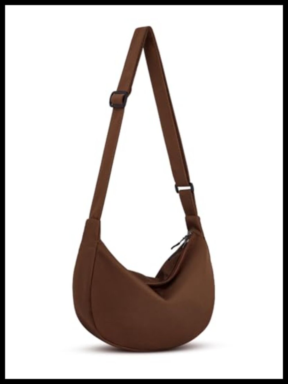 Unisex Crescent Crossbody Bag with Adjustable Strap, Double Zippers, Waterproof